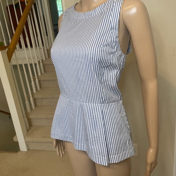 NWT Theory Ballise Striped Sleeveless Peplum Top, Size Medium - Picture 7 of 9